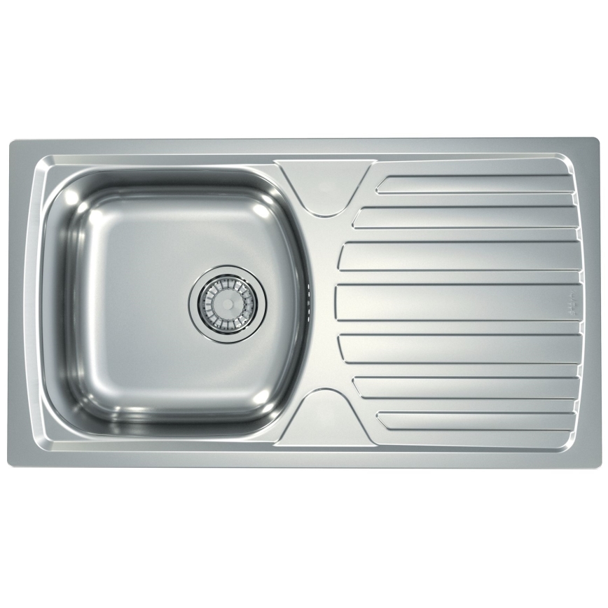 ALVEUS SETA259 - Fregadero de cocina BASIC 78x43,5 cm + grifo para fregadero RIVIERA 14,8 cm, acabado satinado/cromo brillante