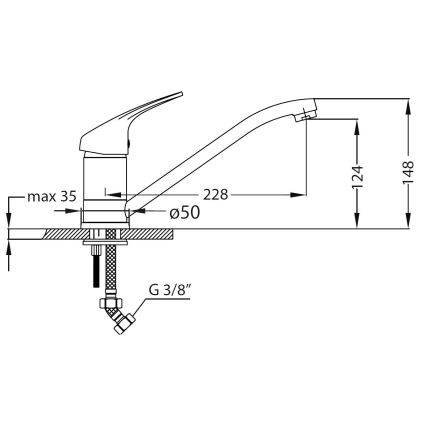 ALVEUS SETA259 - Fregadero de cocina BASIC 78x43,5 cm + grifo para fregadero RIVIERA 14,8 cm, acabado satinado/cromo brillante