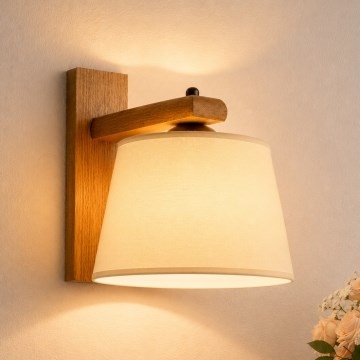 Aplique de pared AIDA 1xE27/15W/230V roble/crema