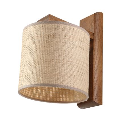 Aplique de pared AIDA 1xE27/15W/230V roble/rafia