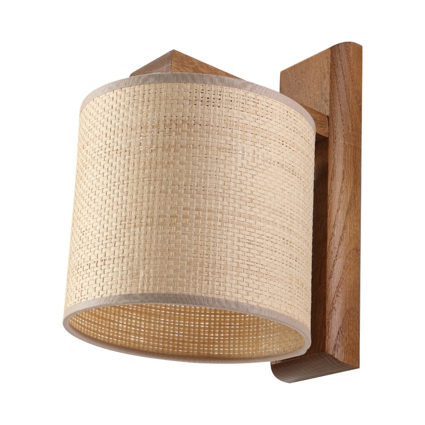 Aplique de pared AIDA 1xE27/15W/230V roble/rafia