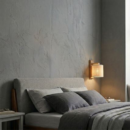 Aplique de pared AIDA 1xE27/15W/230V roble/rafia