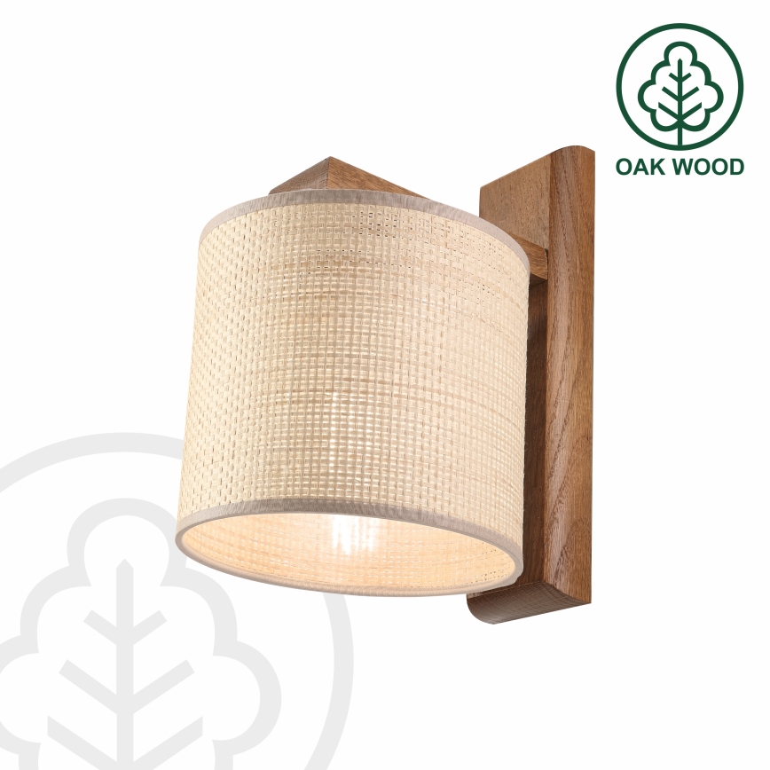 Aplique de pared AIDA 1xE27/15W/230V roble/rafia