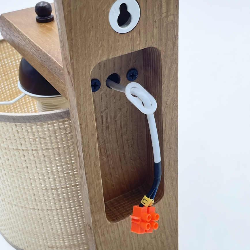 Aplique de pared AIDA 1xE27/15W/230V roble/rafia