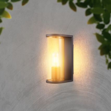 Aplique de pared exterior 1xE27/60W/230V IP44 negro/cristal ahumado