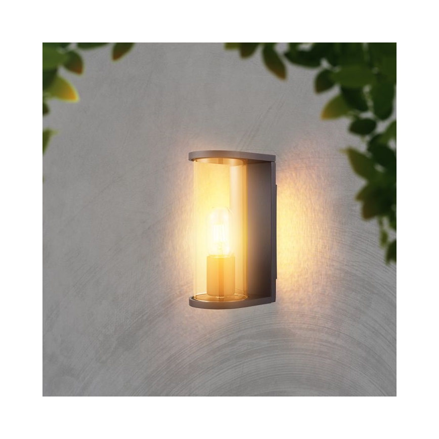 Aplique de pared exterior 1xE27/60W/230V IP44 negro/cristal ahumado