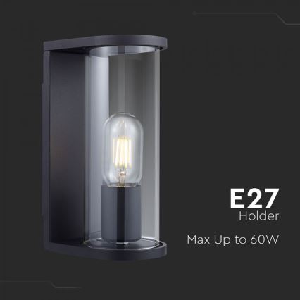 Aplique de pared exterior 1xE27/60W/230V IP44 negro/cristal ahumado