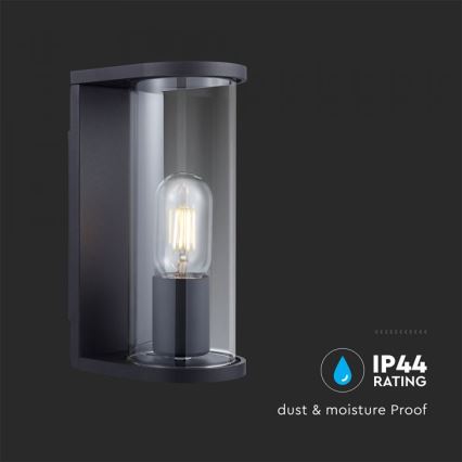 Aplique de pared exterior 1xE27/60W/230V IP44 negro/cristal ahumado