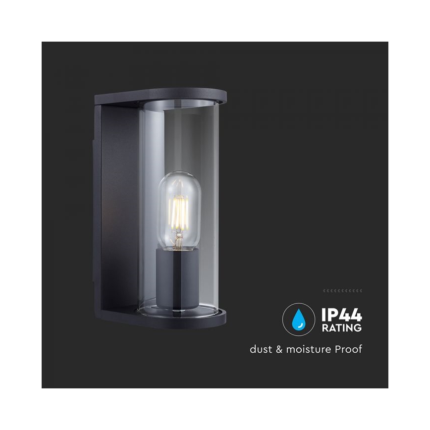 Aplique de pared exterior 1xE27/60W/230V IP44 negro/cristal ahumado