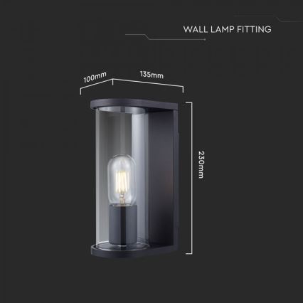 Aplique de pared exterior 1xE27/60W/230V IP44 negro/cristal ahumado