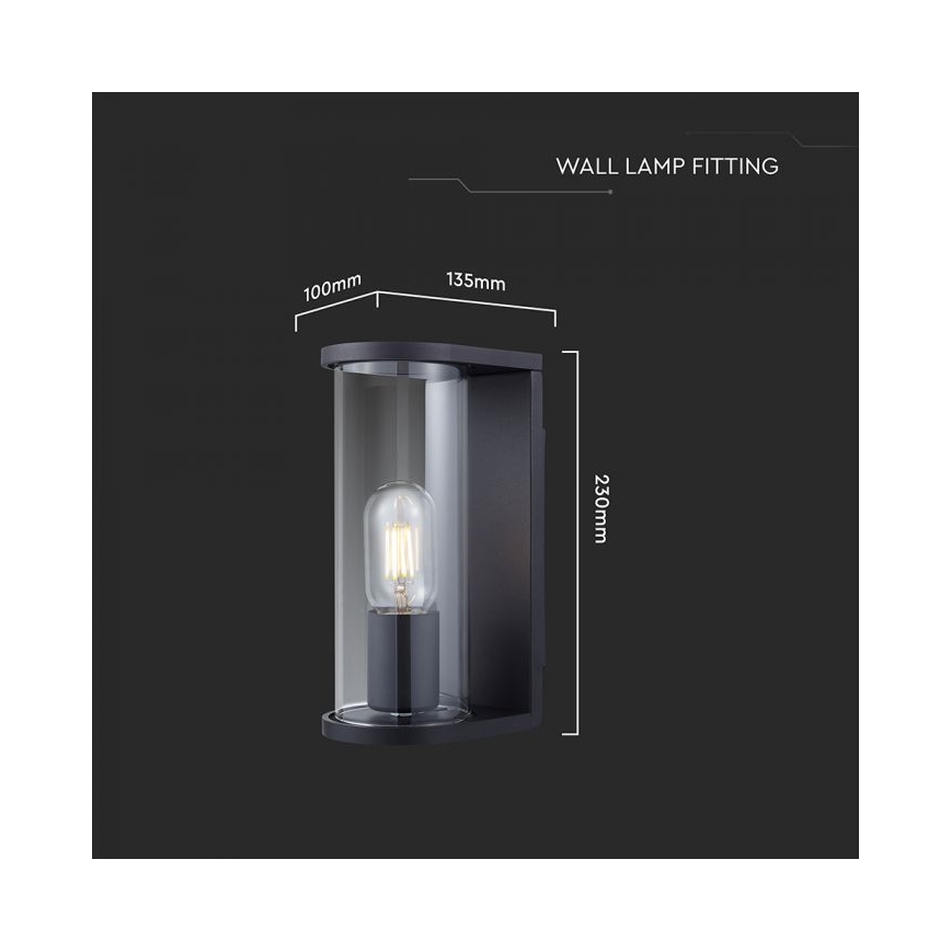 Aplique de pared exterior 1xE27/60W/230V IP44 negro/cristal ahumado