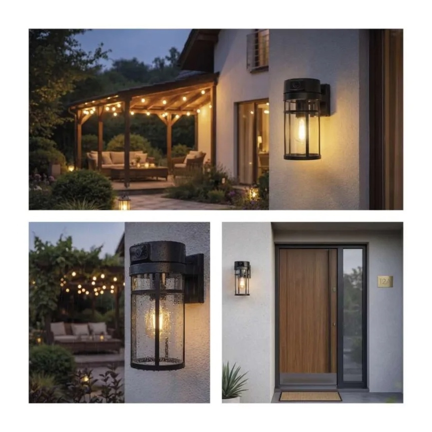 Aplique de pared exterior con cámara GOSMART 1xE27/15W/230V Wi-Fi IP44