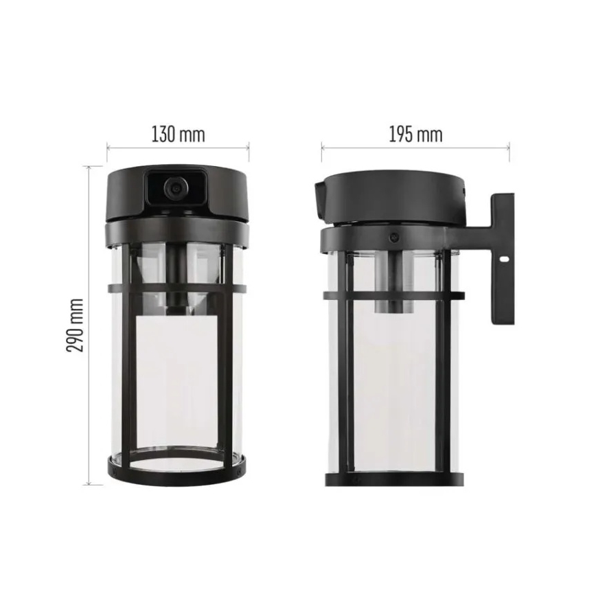 Aplique de pared exterior con cámara GOSMART 1xE27/15W/230V Wi-Fi IP44