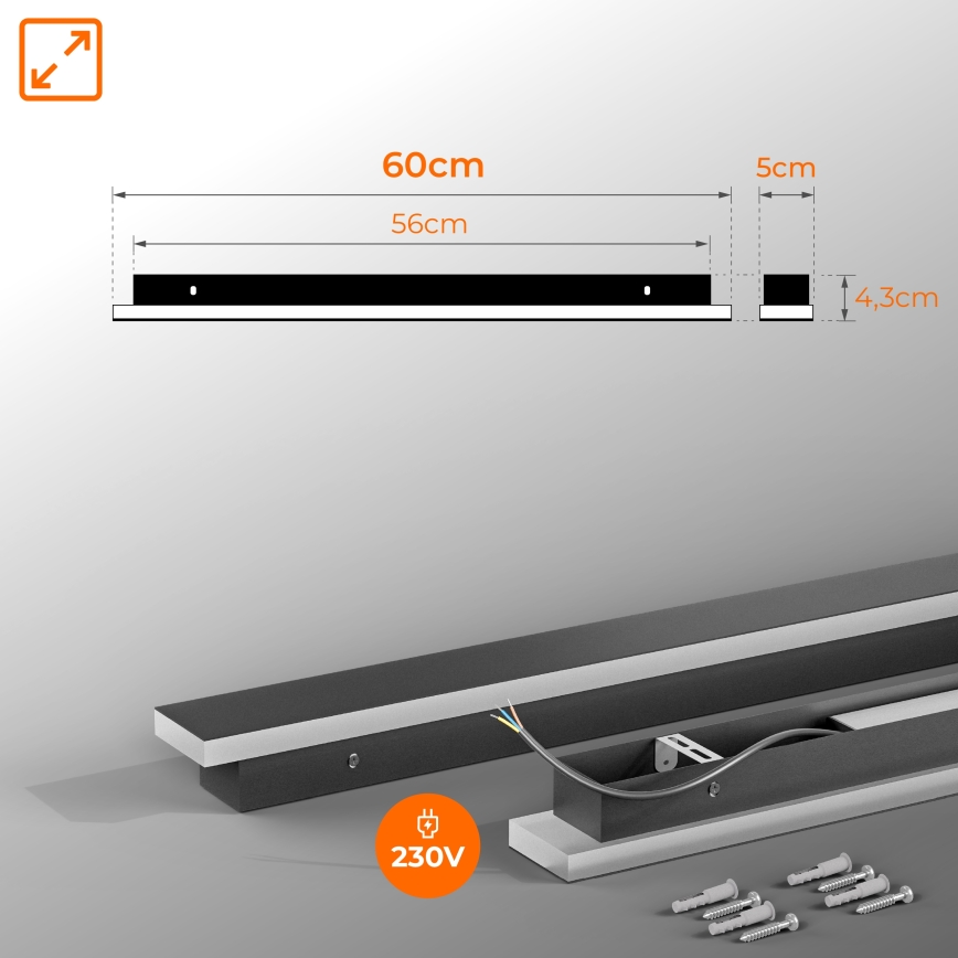 Aplique de pared exterior LED/18W/230V 60 cm IP65 negro
