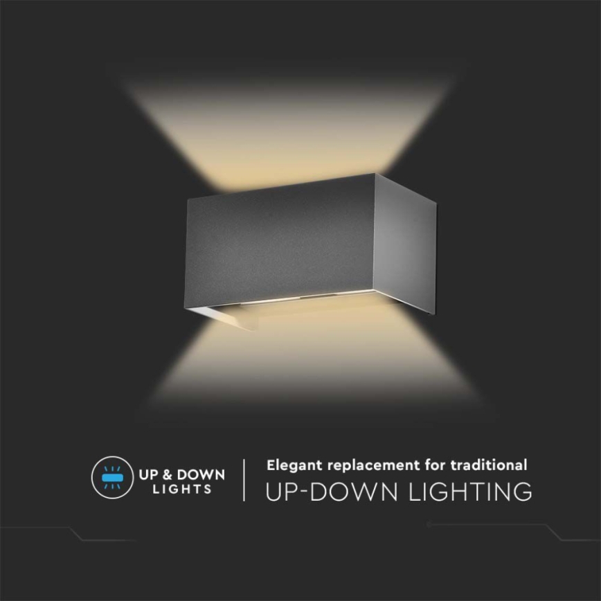 Aplique de pared exterior LED/24W/230V 4000K IP65 antracita