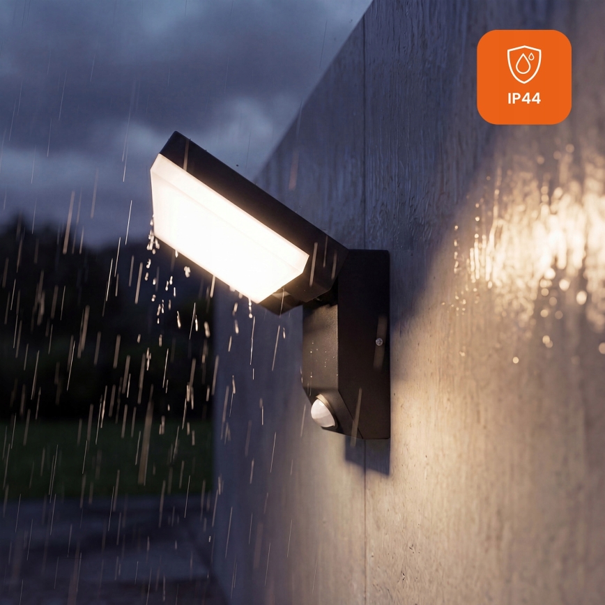 Aplique de pared LED para exterior con sensor de movimiento LED/18W/230V IP44 negro