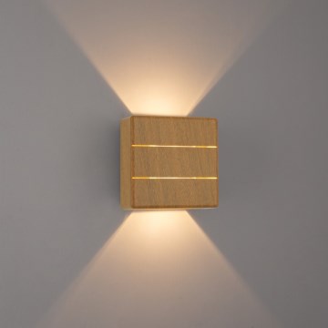 Aplique de pared exterior LED LUXLINE, 6 W, 230 V, 3000 K, IP54, acabado roble