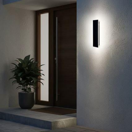 Aplique de pared exterior LED MIRANA, 8W, 230V, 4000K, IP44, 30 cm, negro