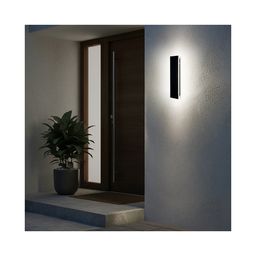 Aplique de pared exterior LED MIRANA, 8W, 230V, 4000K, IP44, 30 cm, negro