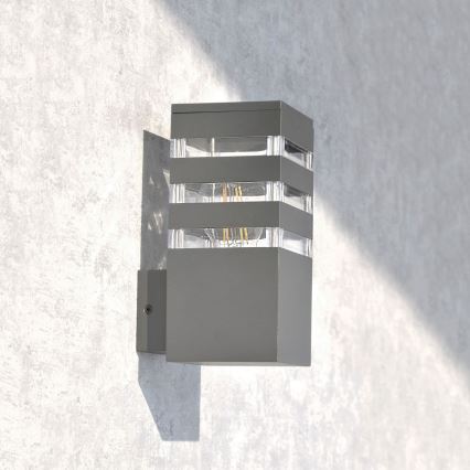 Aplique de pared exterior LED RGBW regulable TEKSAS 1xE27/9W/230V 2700-6500K Wi-Fi IP44 antracita
