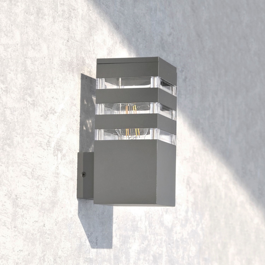 Aplique de pared exterior LED RGBW regulable TEKSAS 1xE27/9W/230V 2700-6500K Wi-Fi IP44 antracita