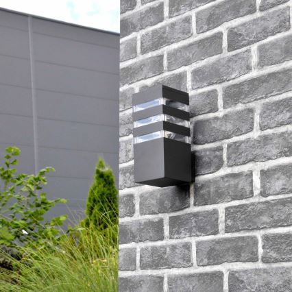 Aplique de pared exterior LED RGBW regulable TEKSAS 1xE27/9W/230V 2700-6500K Wi-Fi IP44 antracita
