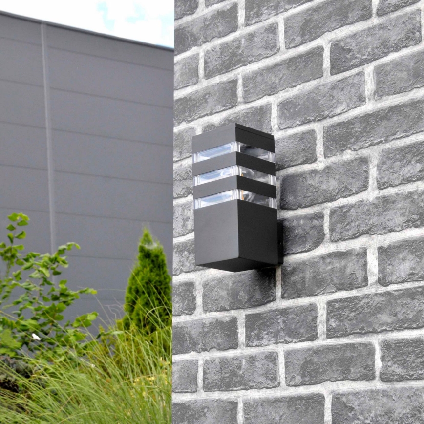 Aplique de pared exterior LED RGBW regulable TEKSAS 1xE27/9W/230V 2700-6500K Wi-Fi IP44 antracita