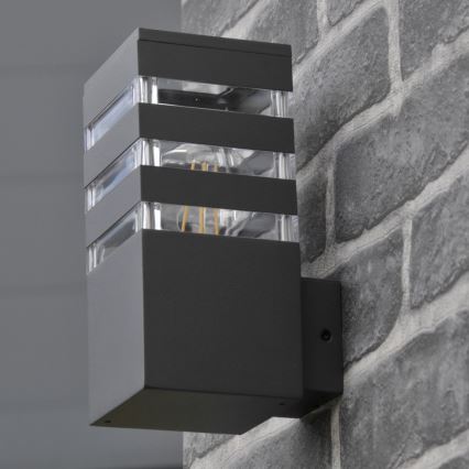 Aplique de pared exterior LED RGBW regulable TEKSAS 1xE27/9W/230V 2700-6500K Wi-Fi IP44 antracita