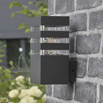 Aplique de pared exterior LED RGBW regulable TEKSAS 1xE27/9W/230V 2700-6500K Wi-Fi IP44 antracita
