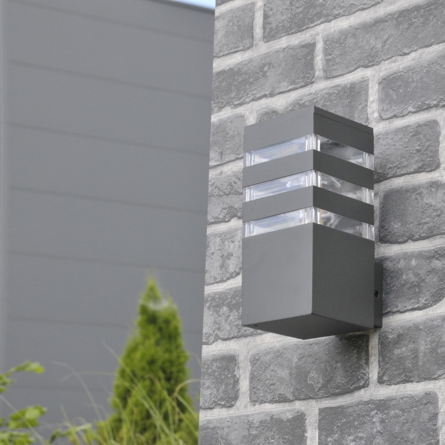 Aplique de pared exterior LED RGBW regulable TEKSAS 1xE27/9W/230V 2700-6500K Wi-Fi IP44 antracita