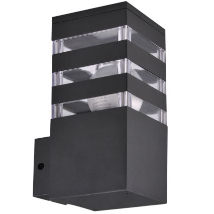 Aplique de pared exterior LED RGBW regulable TEKSAS 1xE27/9W/230V 2700-6500K Wi-Fi IP44 antracita