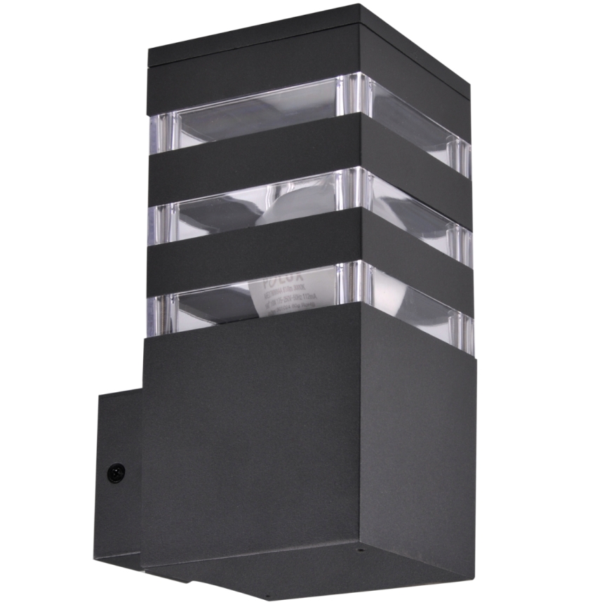 Aplique de pared exterior LED RGBW regulable TEKSAS 1xE27/9W/230V 2700-6500K Wi-Fi IP44 antracita