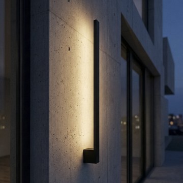 Aplique de pared exterior LED YALTE, 9W, 230V, 3000/4000/6500K, 61,5 cm, IP54, negro
