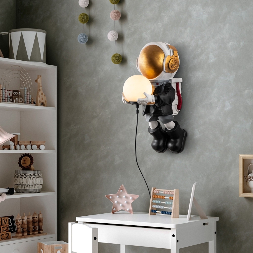 Aplique de pared infantil ASTRONAUT 1xE14/40W/230V, acabado en cobre