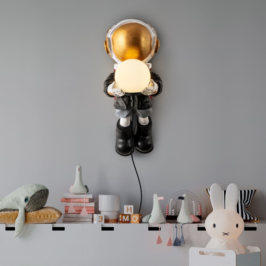 Aplique de pared infantil ASTRONAUT 1xE14/40W/230V, acabado en cobre