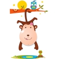 Aplique de pared infantil LED MONKEY LED/0,6W/3xAAA