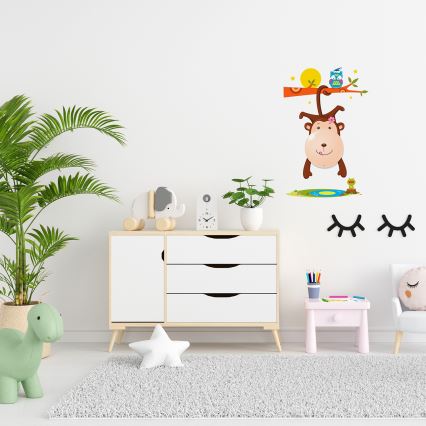 Aplique de pared infantil LED MONKEY LED/0,6W/3xAAA