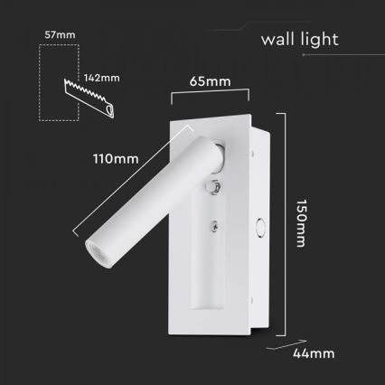 Aplique de pared LED 2W/230V 3000K, blanco