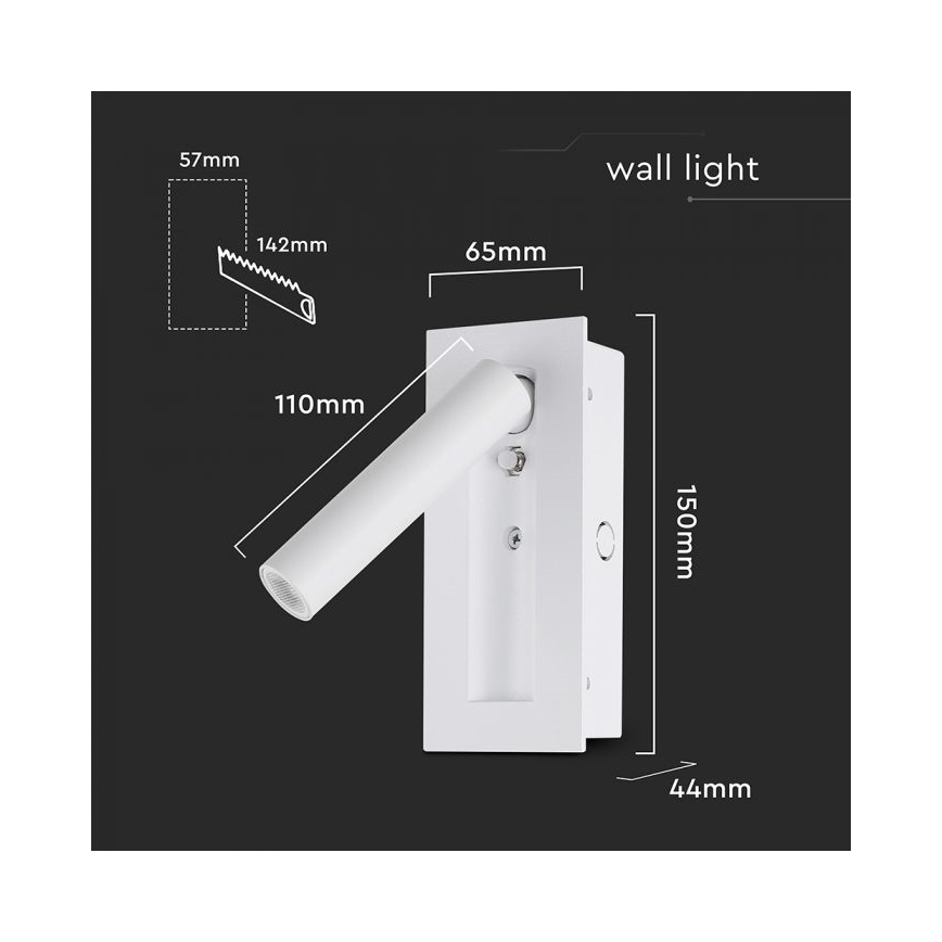 Aplique de pared LED 2W/230V 3000K, blanco