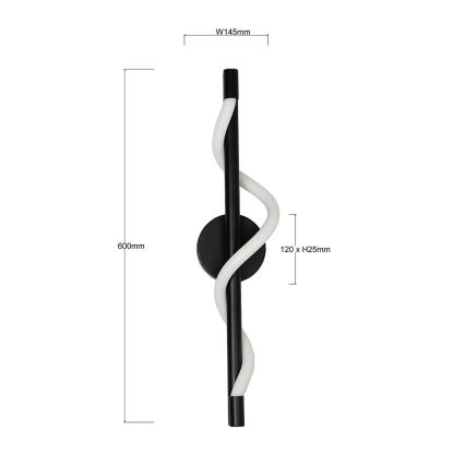 Aplique de pared LED MELECA LED/12W/230V 3000/4000/6000K negro