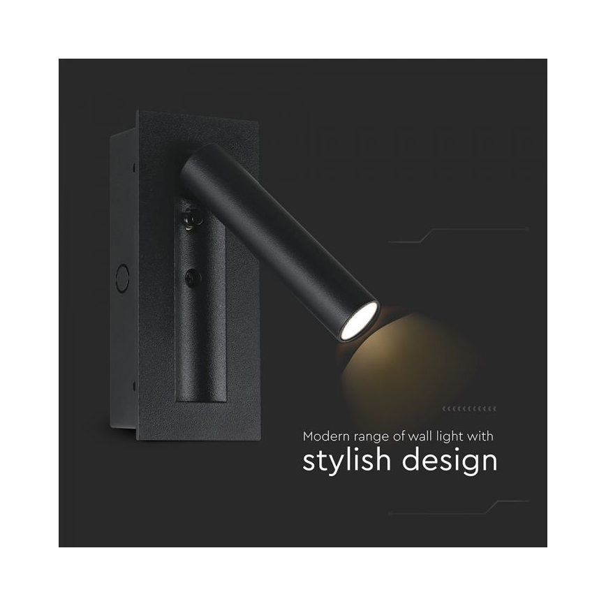 Aplique de pared LED orientable LED/2W/230V 3000K negro