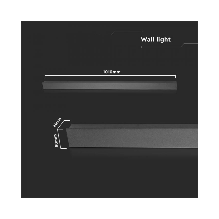 Aplique de pared LED para exterior 16W 230V 4000K IP65 101 cm negro