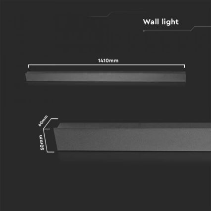 Aplique de pared LED para exterior LED/23W/230V 3000K IP65 141 cm negro
