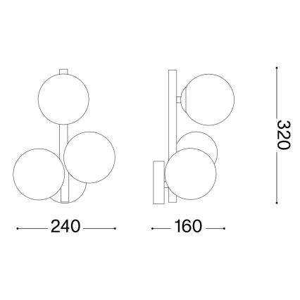 Ideal Lux - Aplique LED de pared PERLAGE 3xG9/3W/230V dorado/beige ahumado