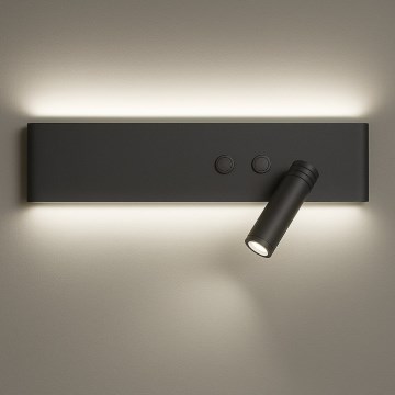 Aplique de pared LED RESORT LED/10W/230V + LED/3W, negro, derecho