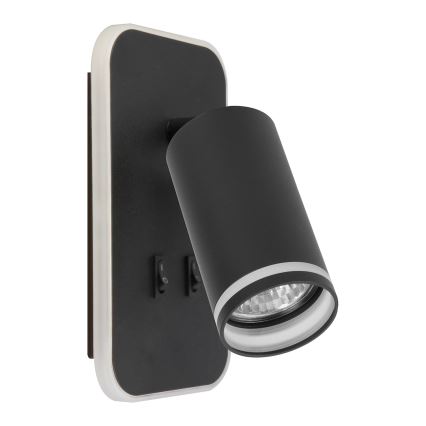 Aplique de pared LED tipo spot PIPE 1xGU10/10W/230V + LED 6W, negro