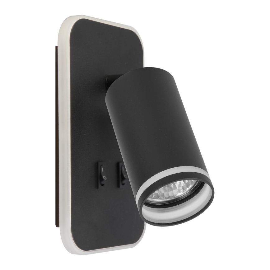 Aplique de pared LED tipo spot PIPE 1xGU10/10W/230V + LED 6W, negro