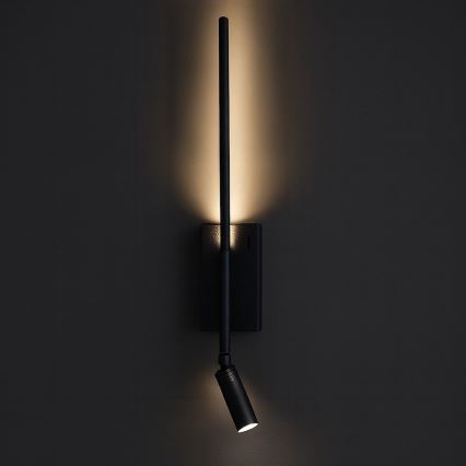 Aplique de pared LED TORCH LED/6W/230V + LED/3W negro