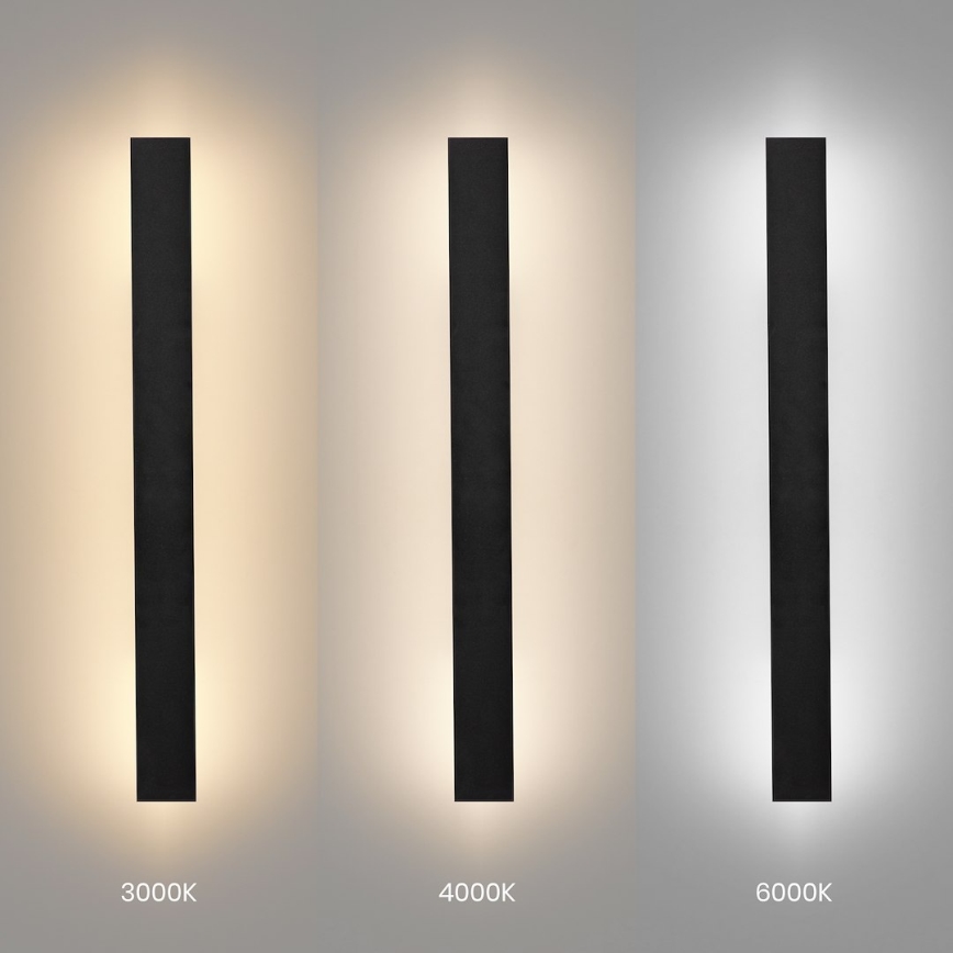 Aplique de pared LED WOW, 11W, 230V, 3000/4000/6000K, 60 cm, IP54, negro