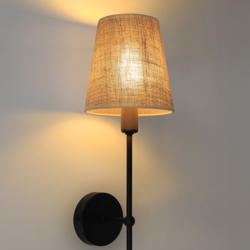 Aplique de pared MADELA 1xE14/40W/230V yute/negra